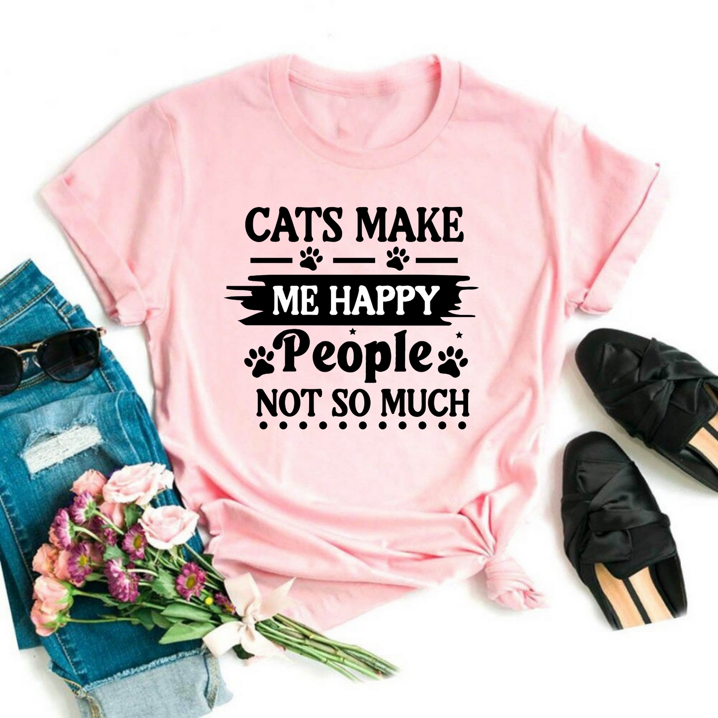 Cats make me happy Graphic Tee