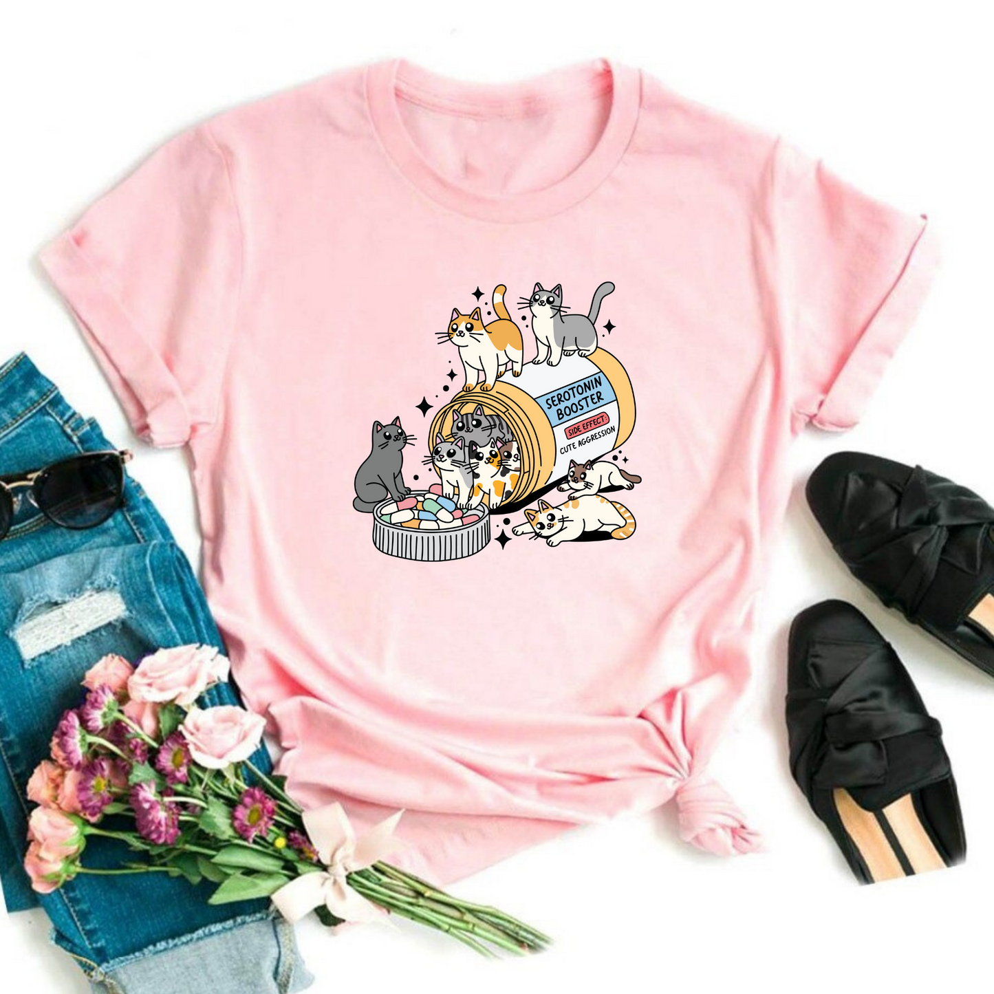 Serotonin Booster Cats Graphic Tee