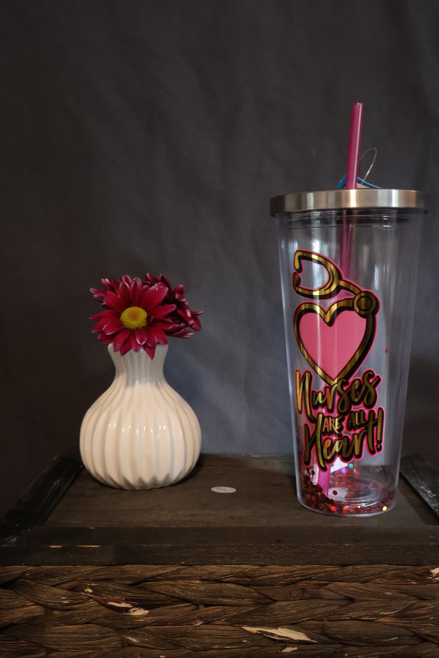 Nurse Glitter Cup With Straw *Final Sale*