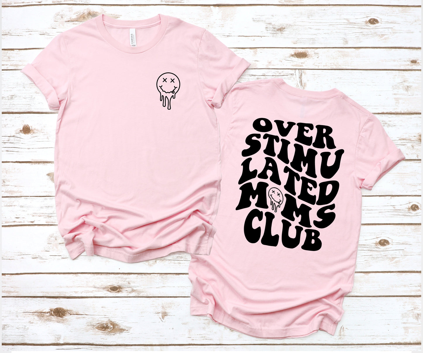 Overstimulated moms Club Pocket and Back print Graphic Tee