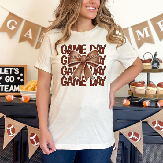 Football Game Day Bow Graphic Tee