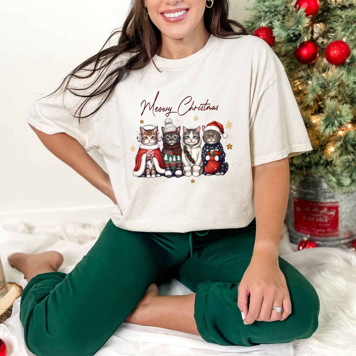 Merry Christmas Cats Graphic Tee