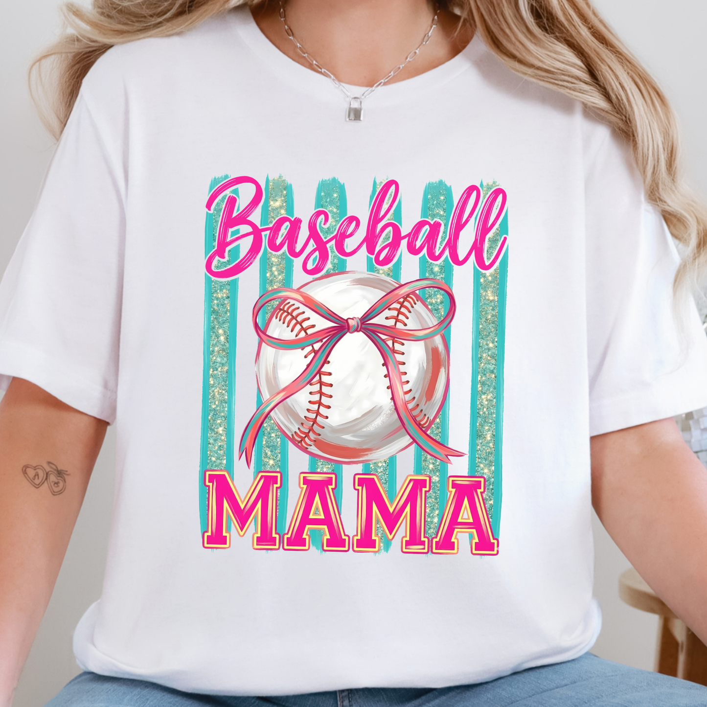 Baseball Mama Stripes Graphic Tee