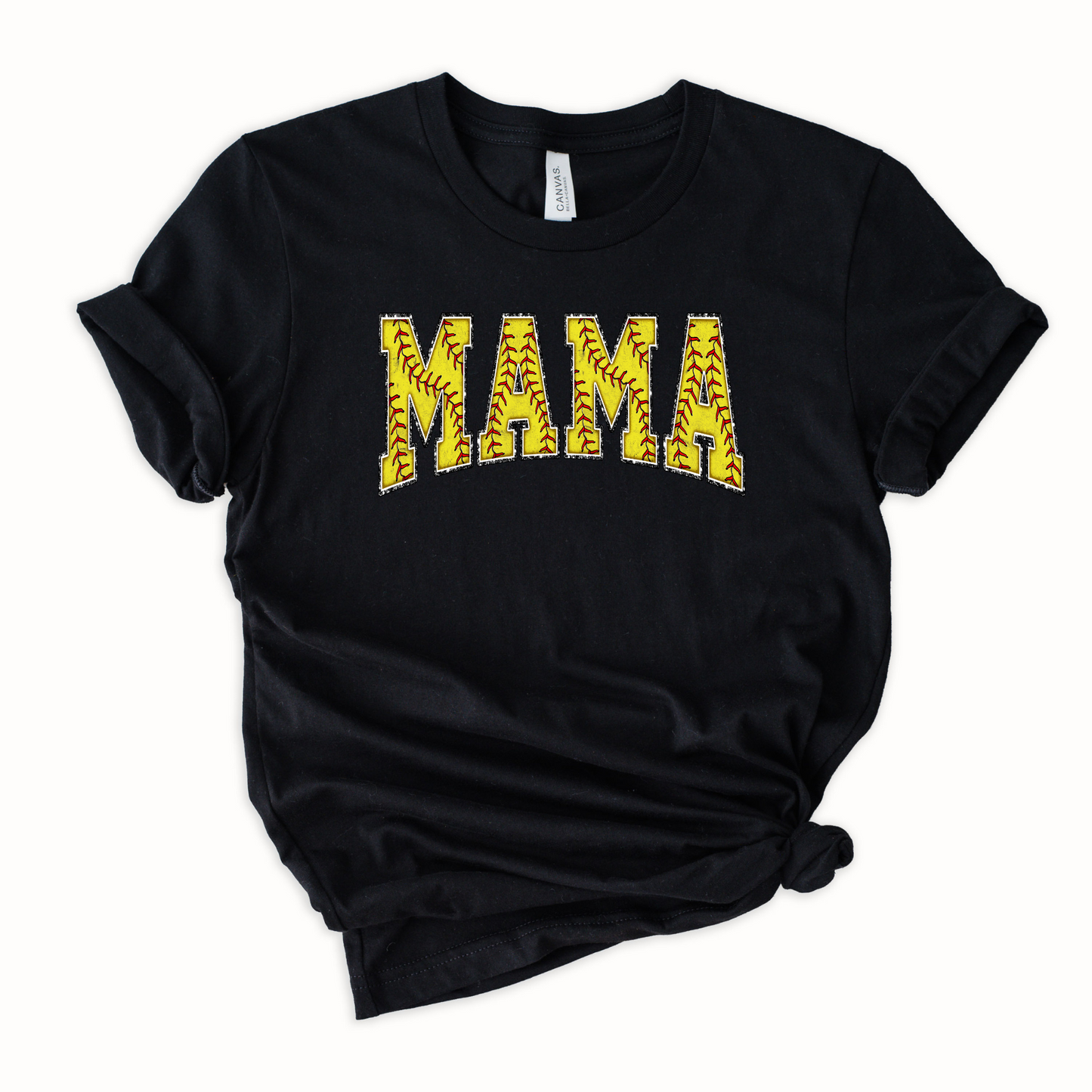 Softball Mama Faux Patch Graphic Tee