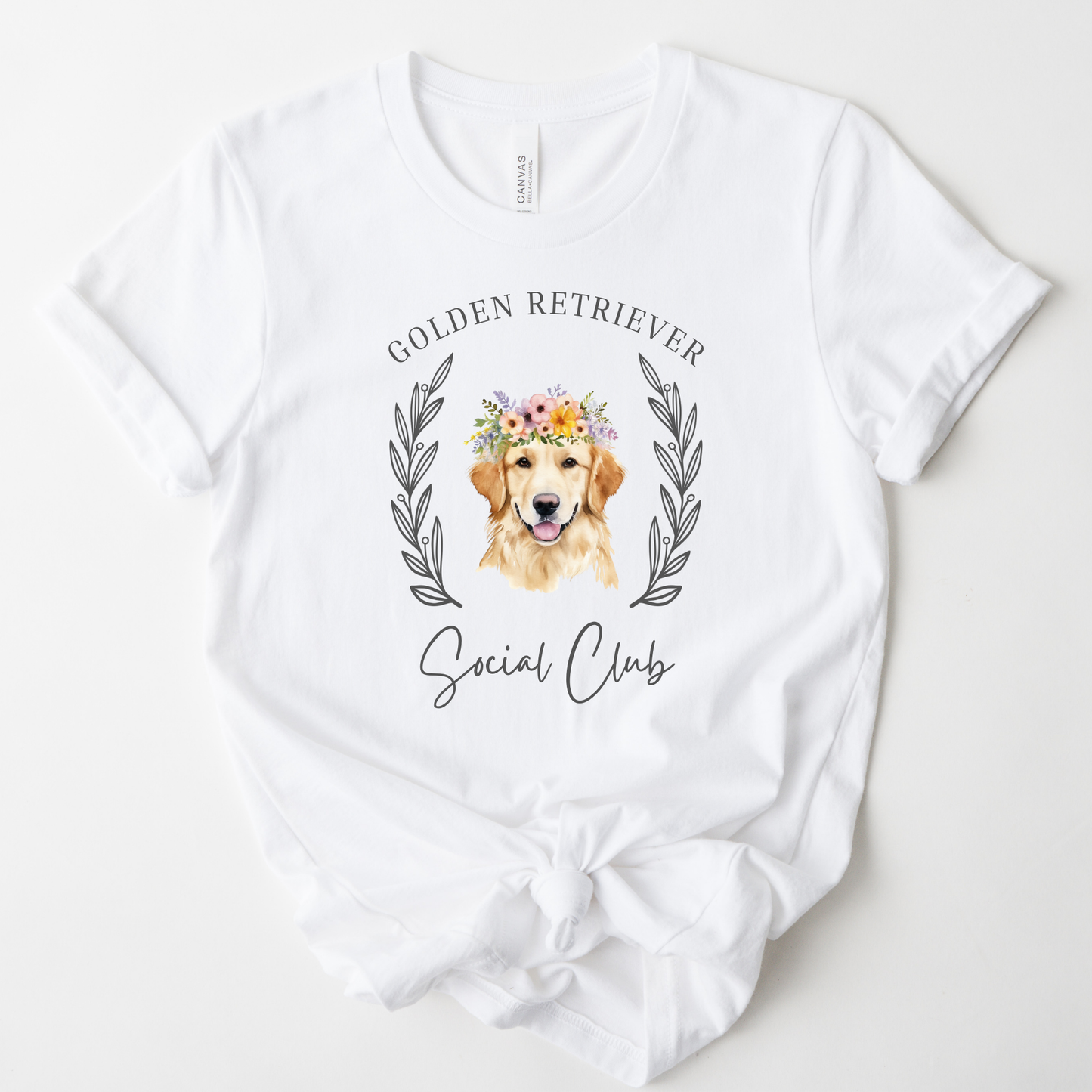 Golden Retriever Floral Social Club Graphic Tee