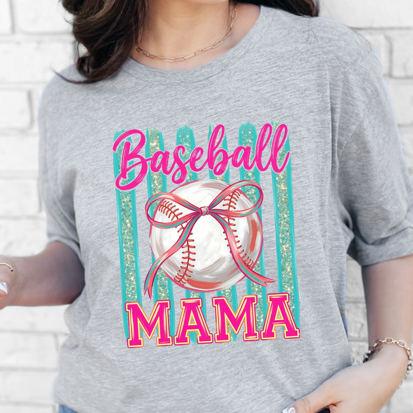 Baseball Mama Stripes Graphic Tee