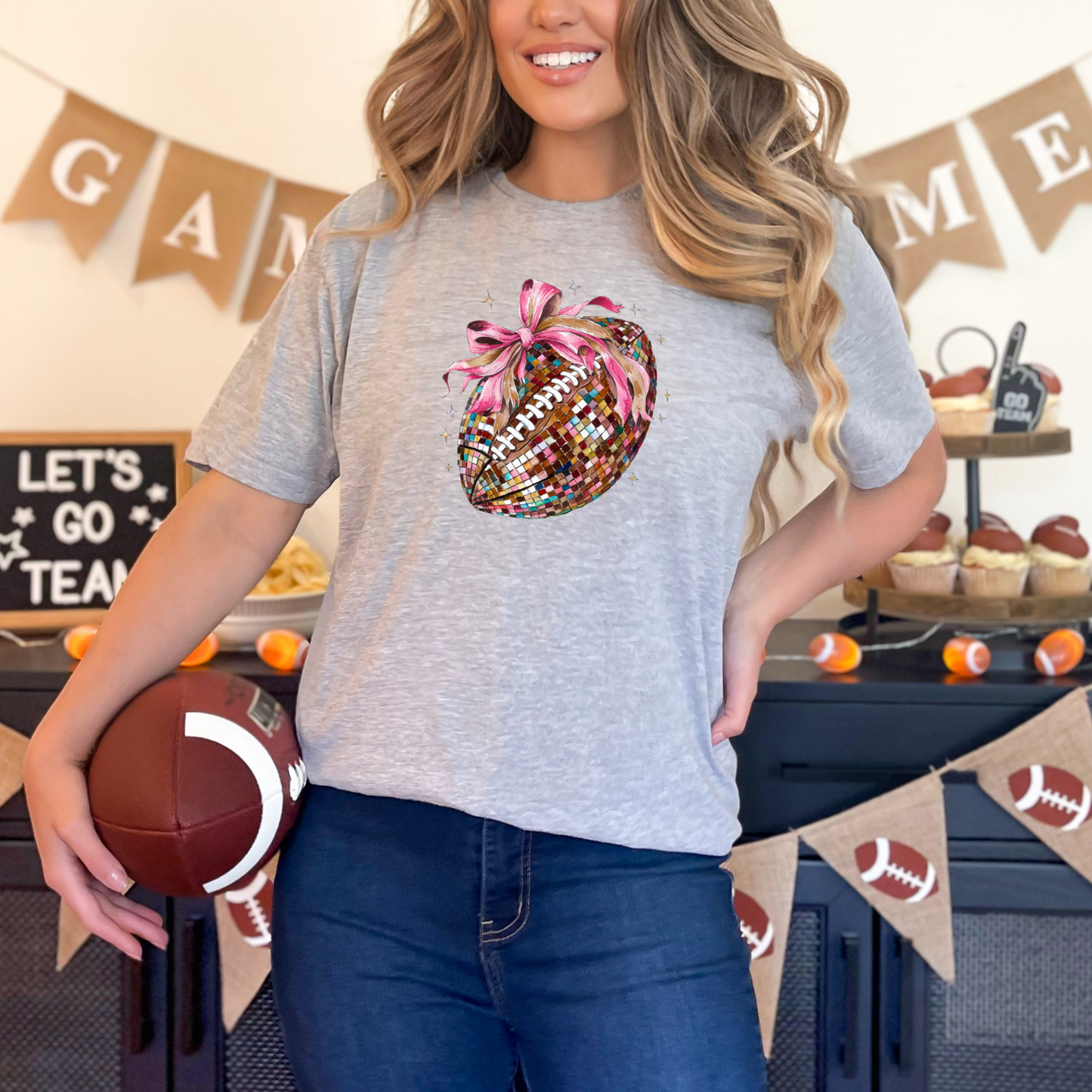 Disco Football Coquette Graphic Tee