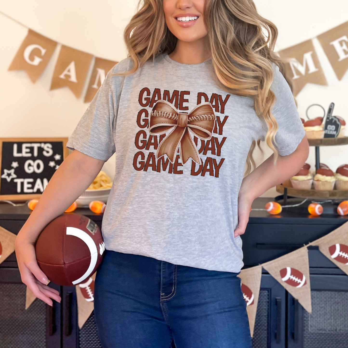 Football Game Day Bow Graphic Tee