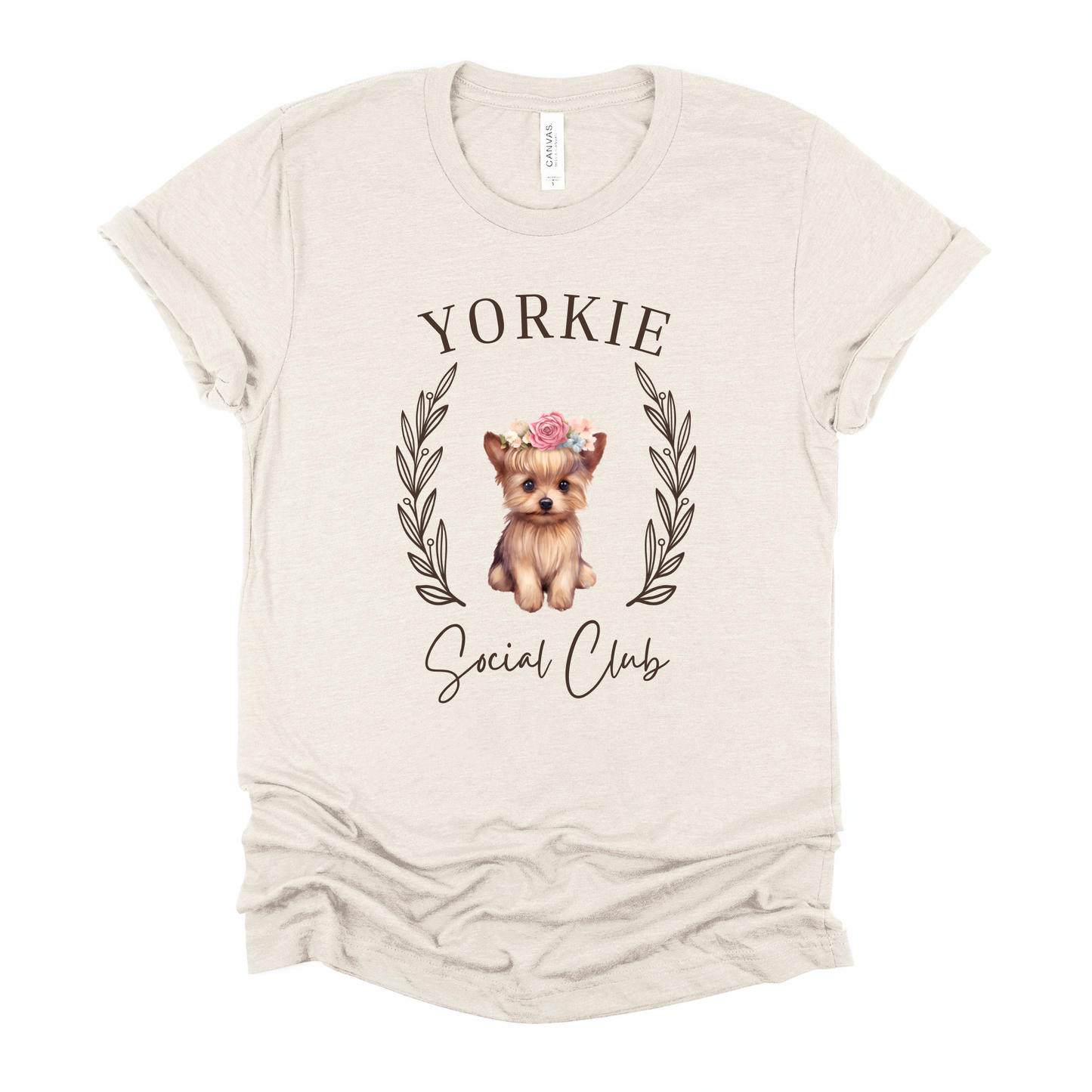 Yorkie Floral Social Club Graphic Tee