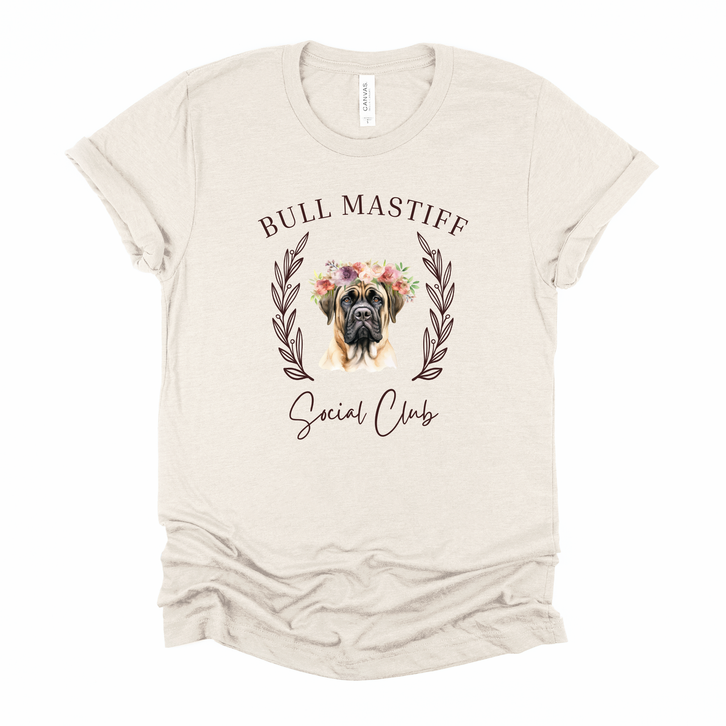 Bull Mastiff Floral Social Club Graphic Tee