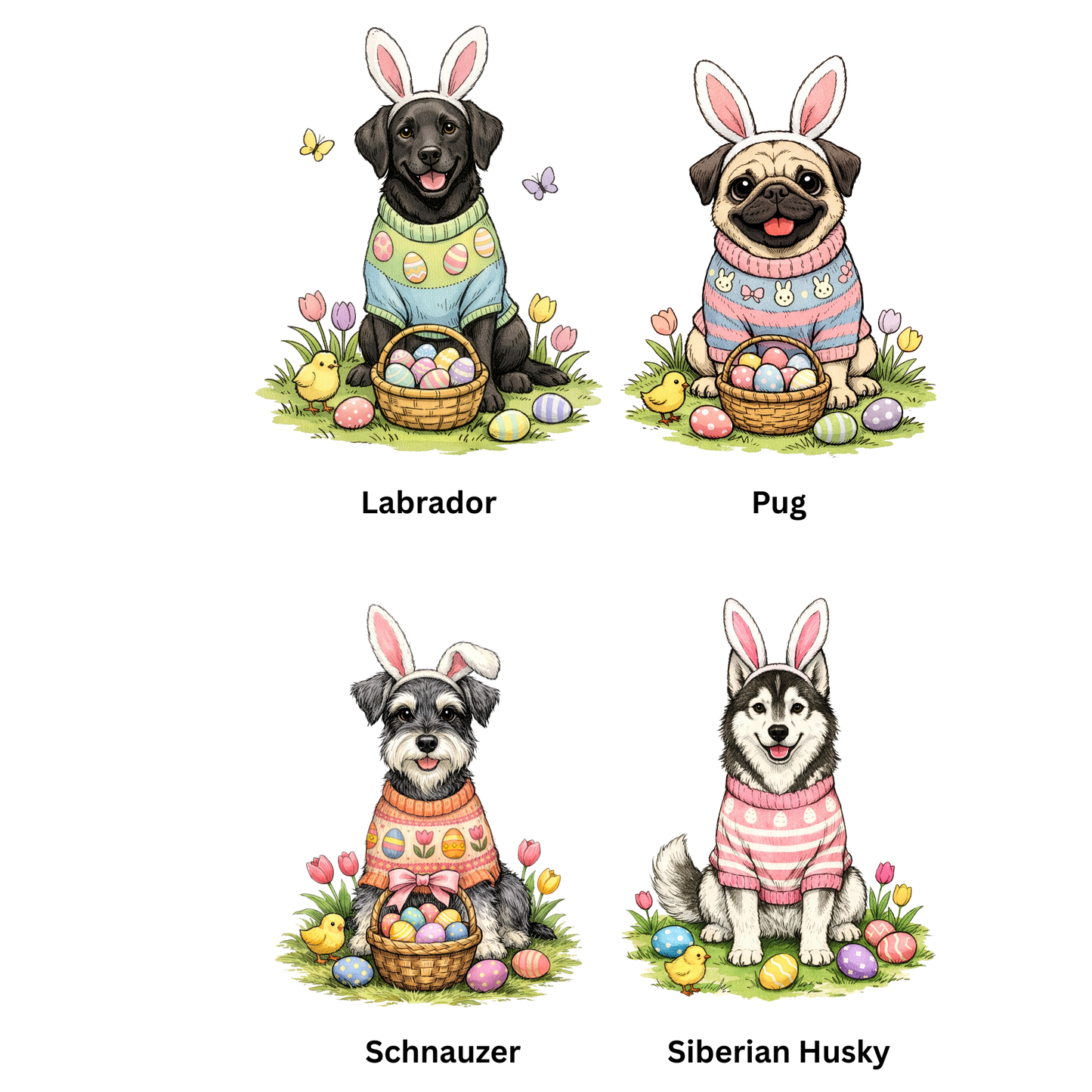 Easter Dog Breeds Graphic Tee