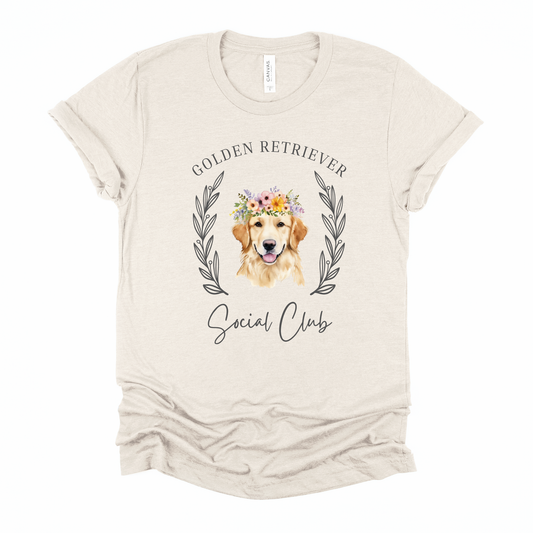 Golden Retriever Floral Social Club Graphic Tee
