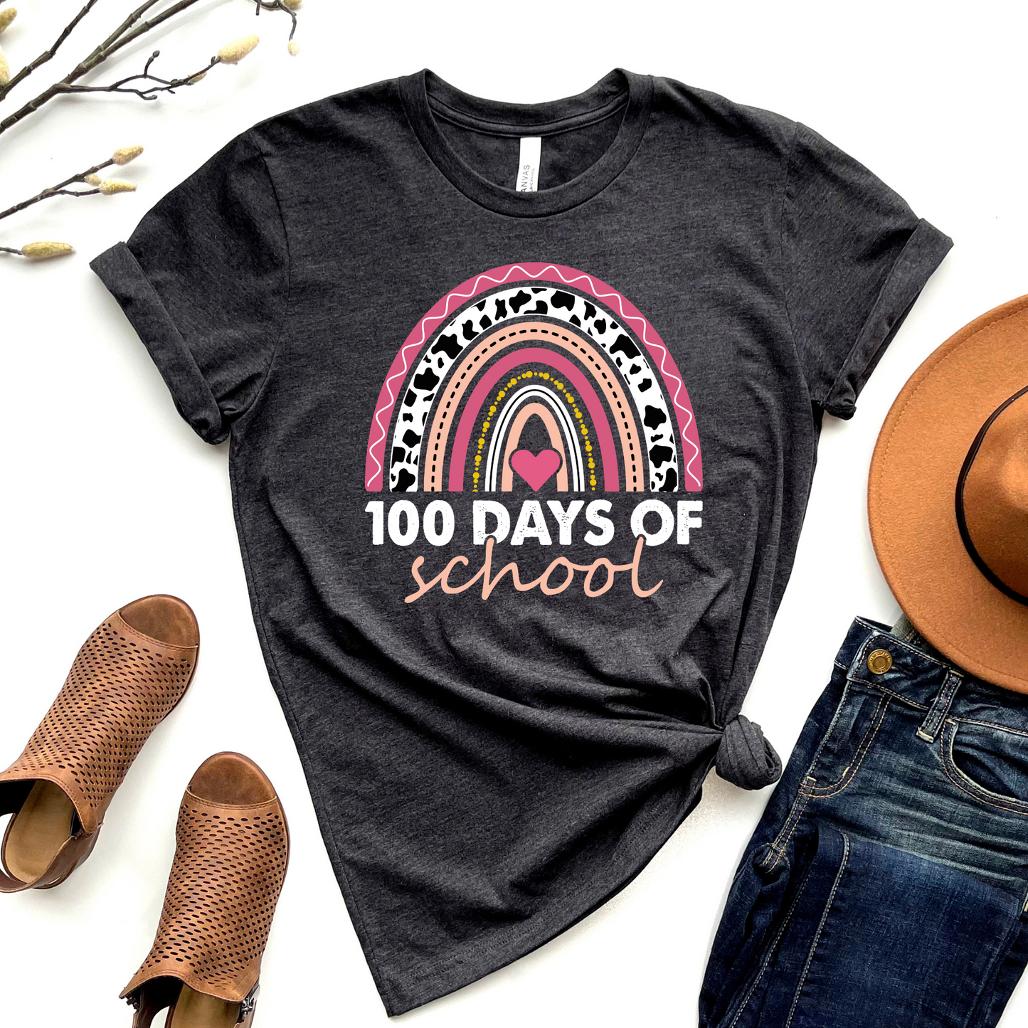 100 Days of school Rainbow Graphic Tee