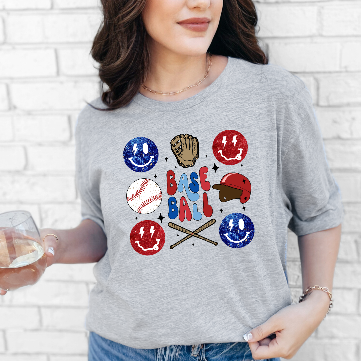 Baseball Smiley Graphic Tee