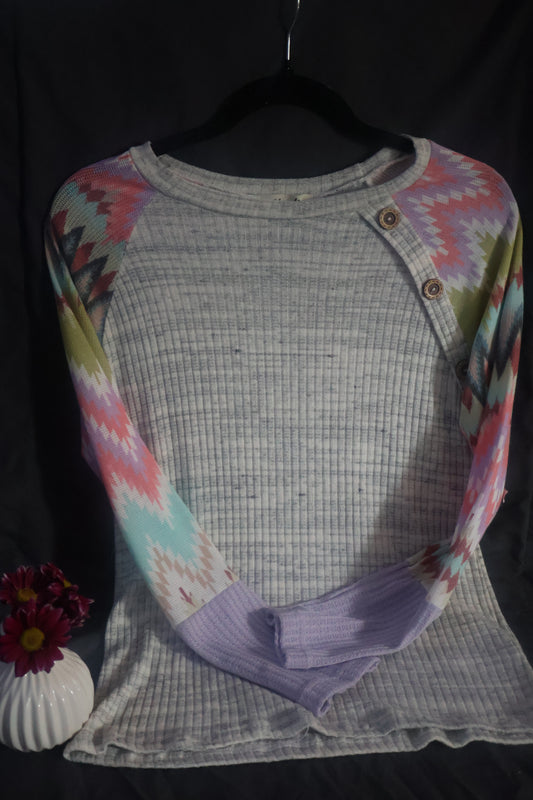 Long Sleeve IVORY/CORAL/LAVENDER *Final Sale*