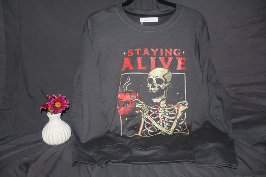 Staying Alive Halloween Print Sweatshirts