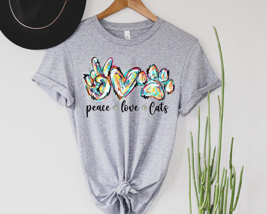 Peace Love Cats Graphic Tee