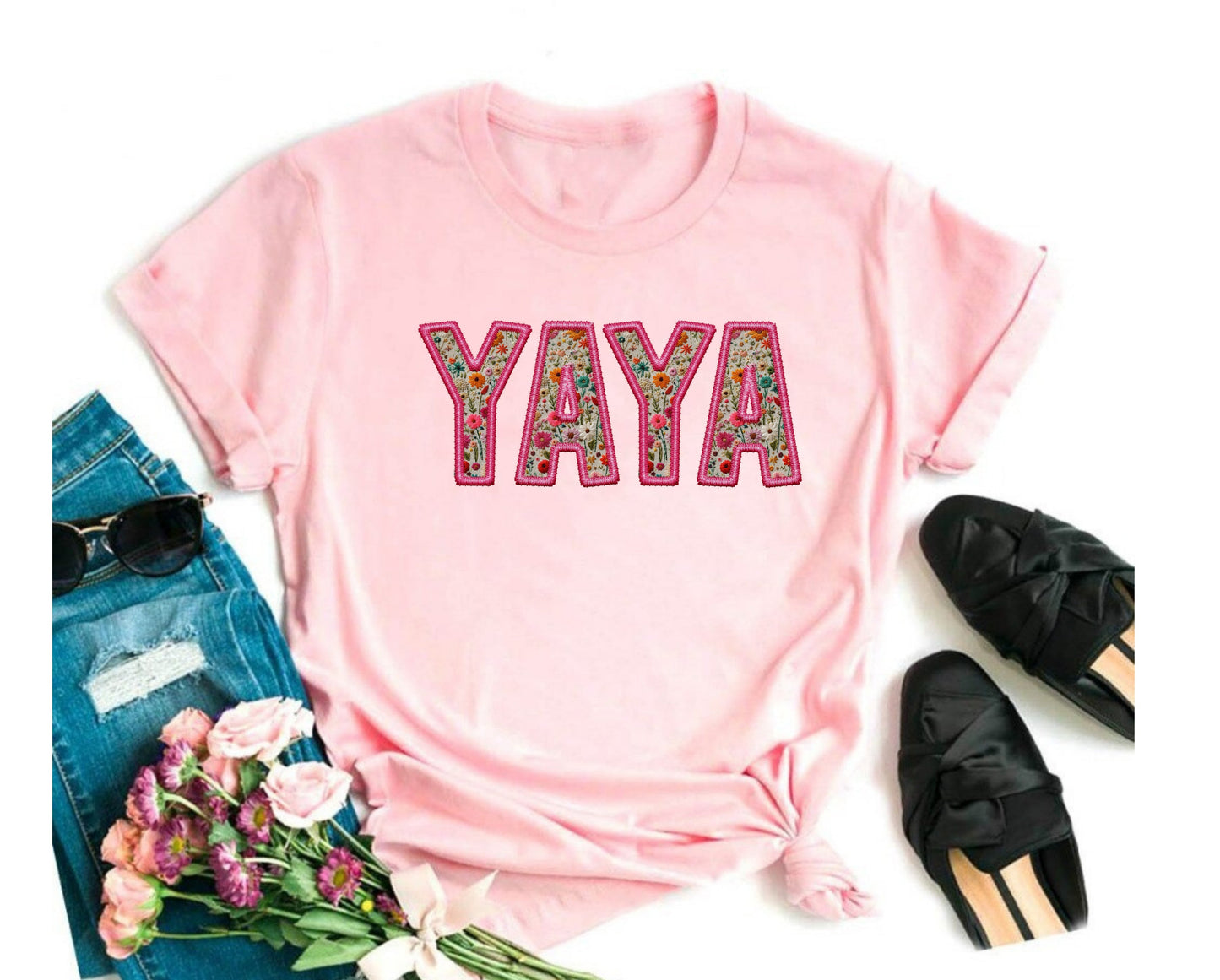 Yaya Embroidery Graphic Tee