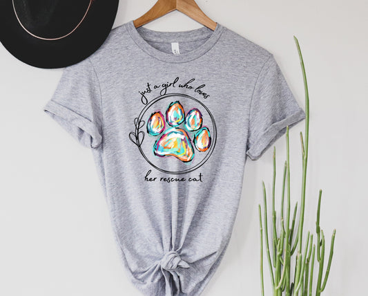 Just a Girl Who Loves Her Rescue Cat Graphic Tee