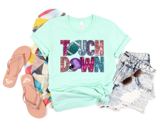 Pastel Football Bling Graphic Tee
