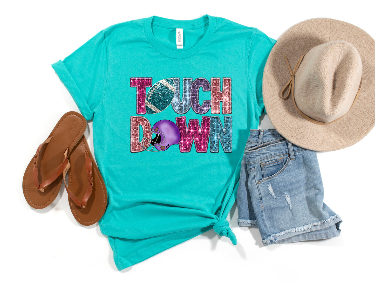 Pastel Football Bling Graphic Tee