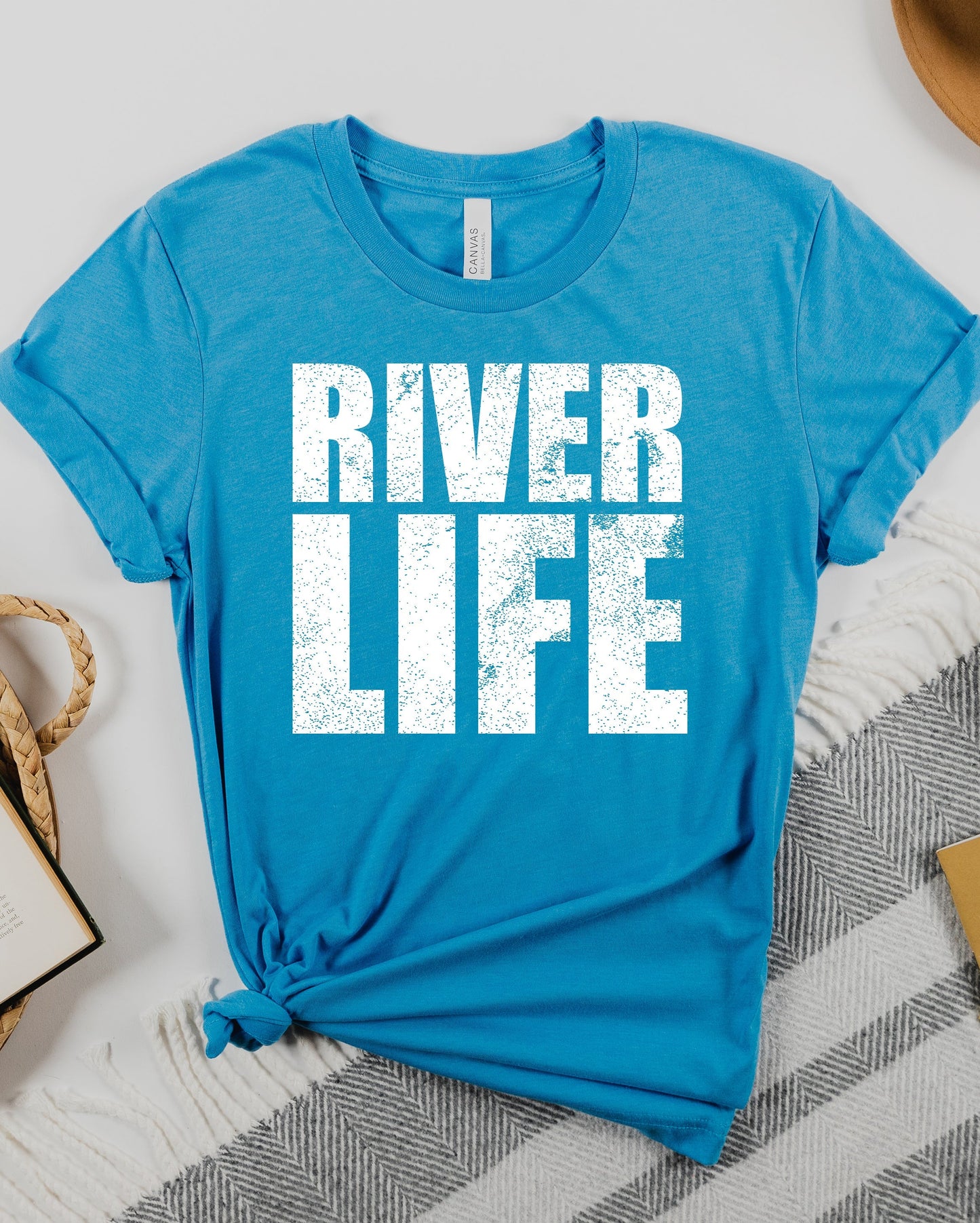 River Life Distressed Graphic Tee