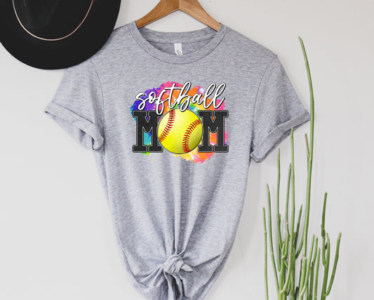 Tie Dye Softball Mom Graphic Tee